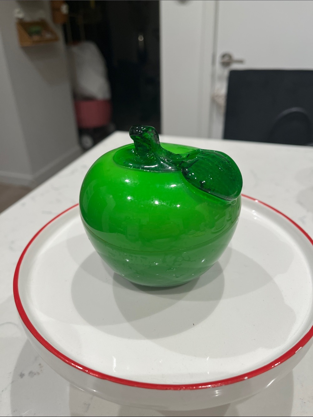 Hand-Blown Green Glass Apple Decorative Accent